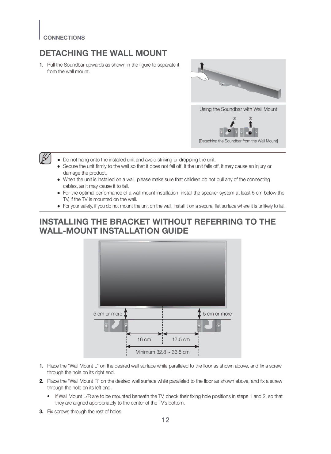 Samsung HW-H751/XV manual Detaching the Wall Mount 