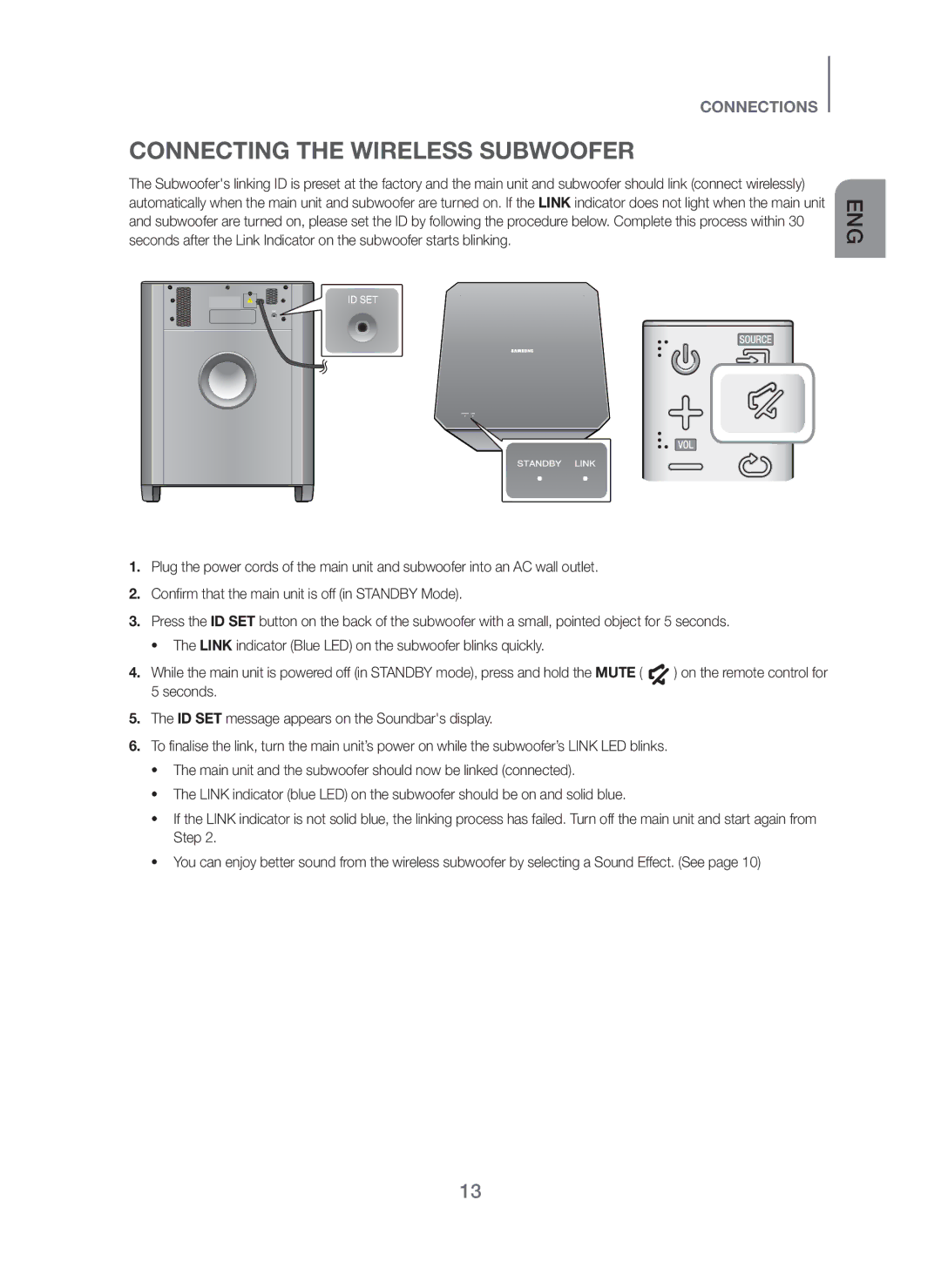 Samsung HW-H751/XV manual Connecting the Wireless Subwoofer 