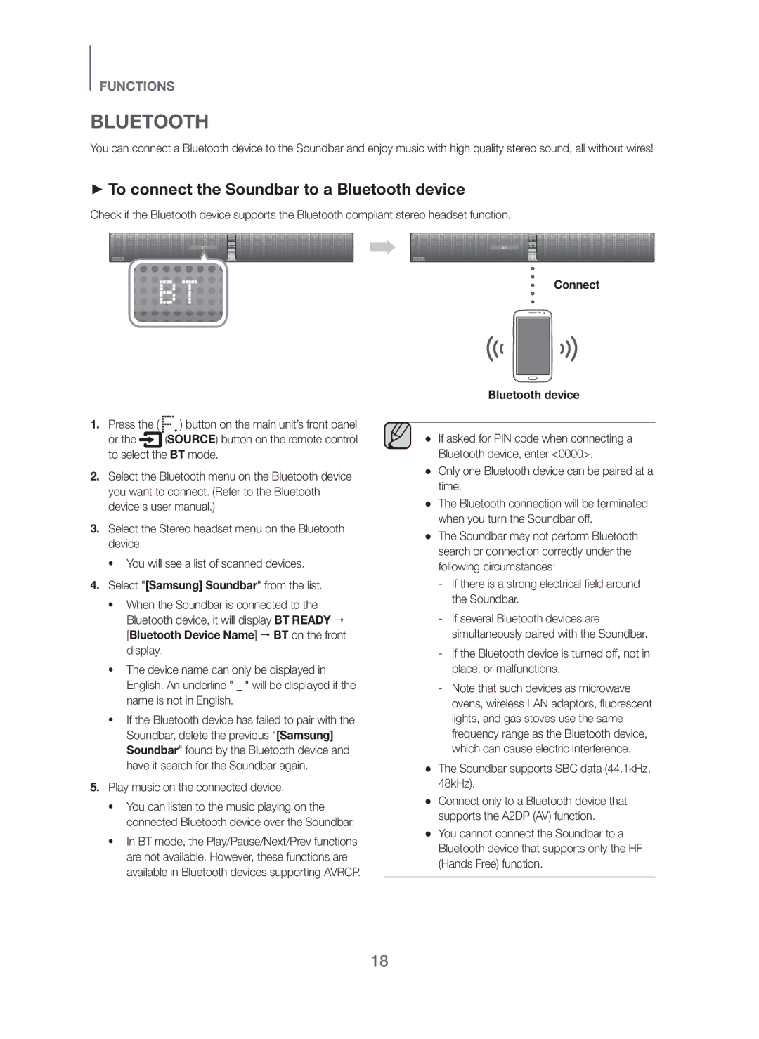 Samsung HW-H751/XV manual + To connect the Soundbar to a Bluetooth device, Connect 