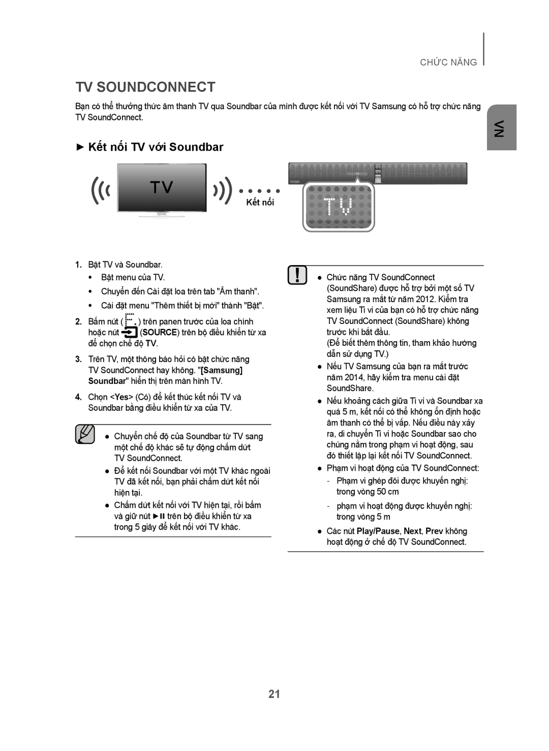 Samsung HW-H751/XV manual TV Soundconnect, + Kết nối TV với Soundbar 