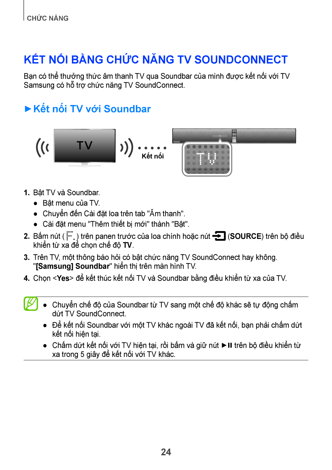 Samsung HW-H751/XV manual Kết nối bằn chức năng TV SoundConnect, ++Kết nối TV với Soundbar 