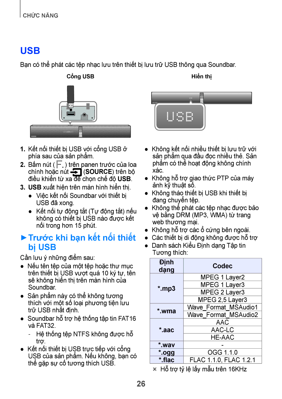 Samsung HW-H751/XV manual Usb, ++Trước khi bạn kết nối thiết bị USB 