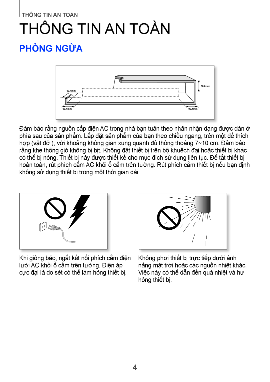 Samsung HW-H751/XV manual Thông tin an toàn, Phòng ngừa 