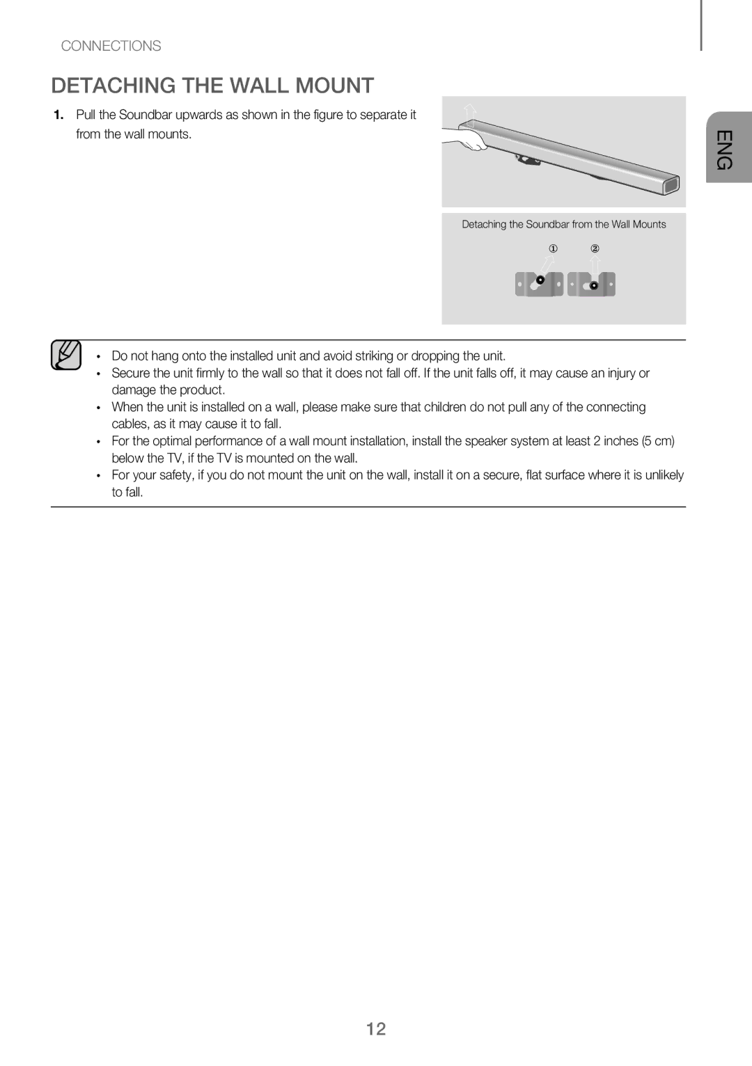 Samsung HW-J250/EN manual Detaching the Wall Mount 