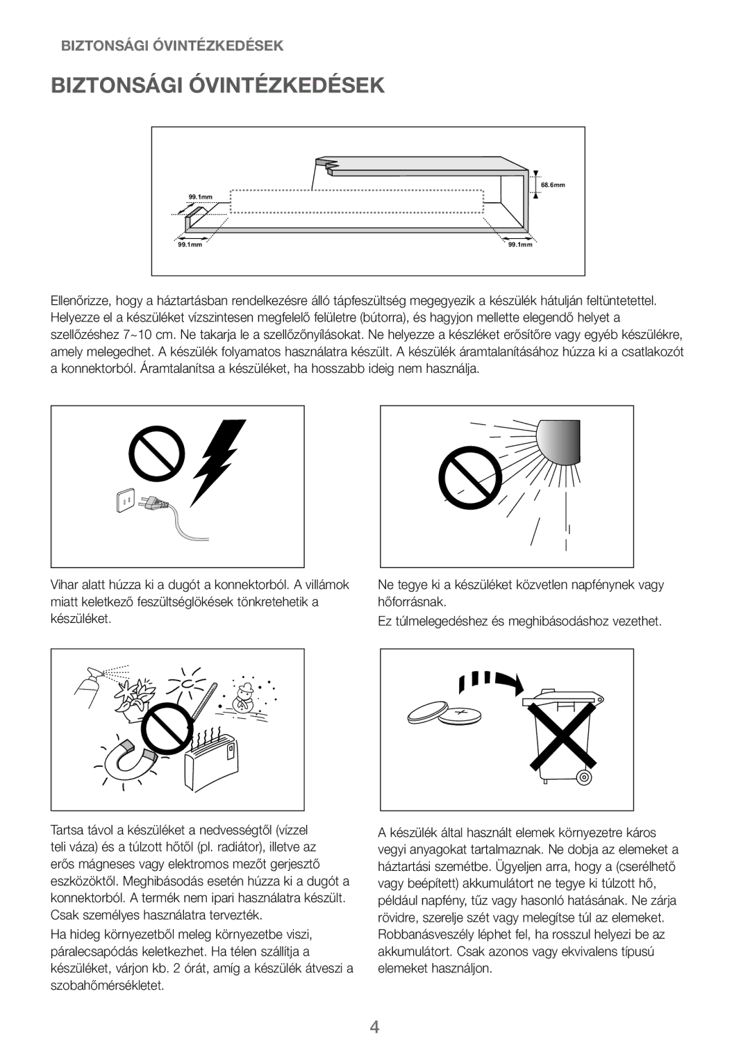 Samsung HW-J250/EN manual Biztonsági Óvintézkedések 