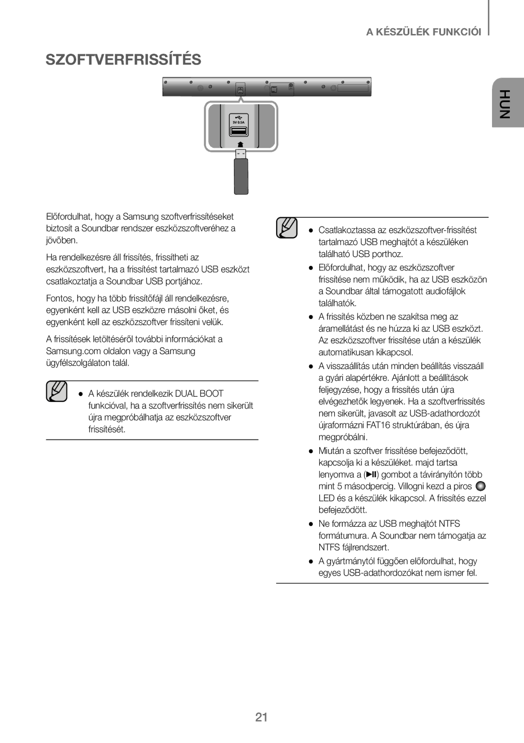 Samsung HW-J250/EN manual Szoftverfrissítés 