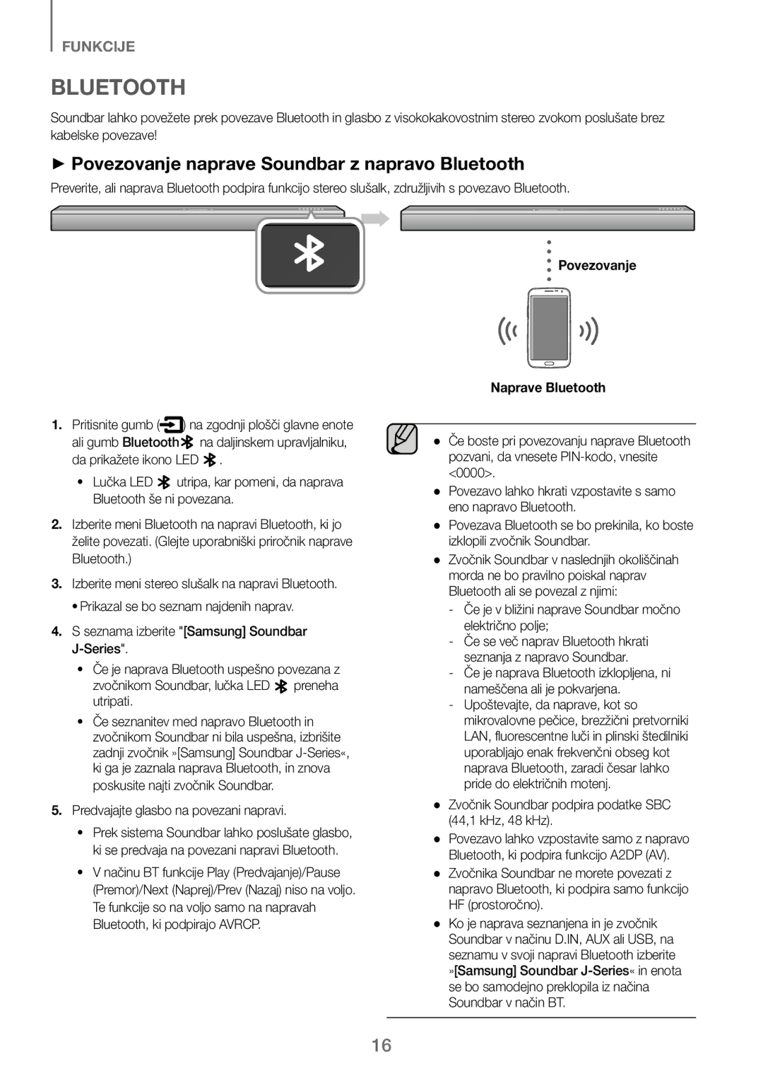 Samsung HW-J250/EN manual ++Povezovanje naprave Soundbar z napravo Bluetooth, Predvajajte glasbo na povezani napravi 