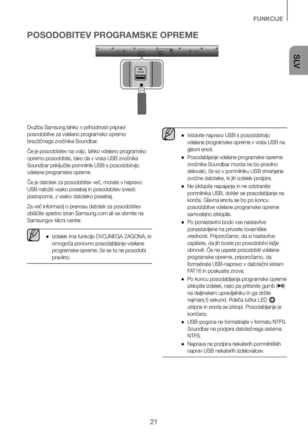 Samsung HW-J250/EN manual Posodobitev Programske Opreme 