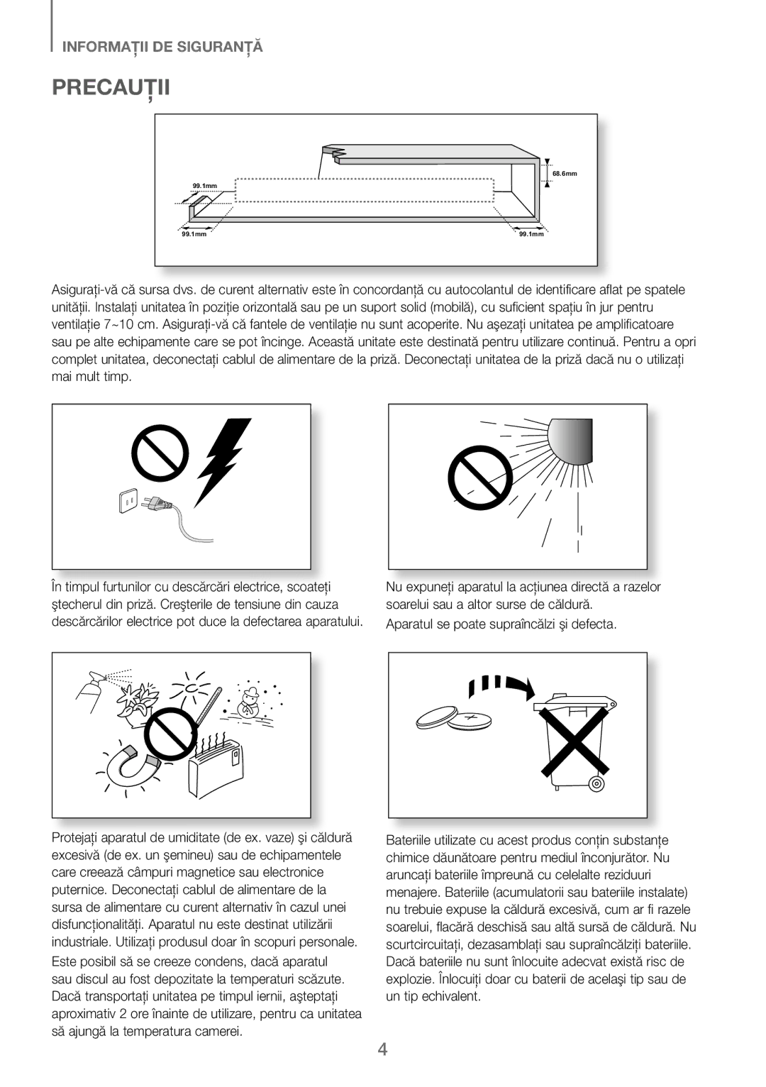 Samsung HW-J250/EN manual Precauţii 