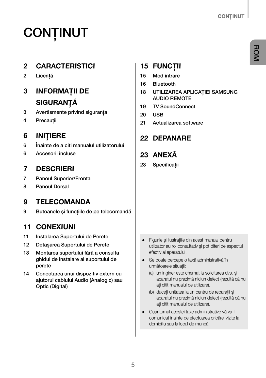 Samsung HW-J250/EN manual Conţinut 