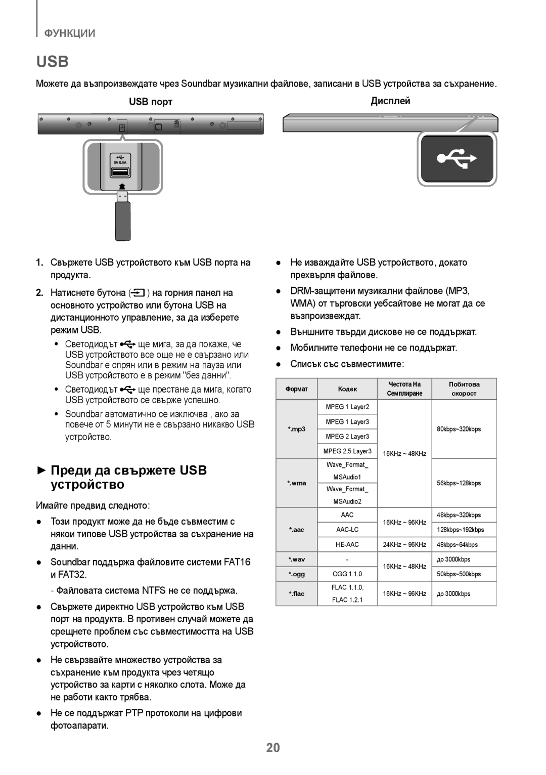 Samsung HW-J250/EN manual ++Преди да свържете USB устройство, Свържете USB устройството към USB порта на продукта 