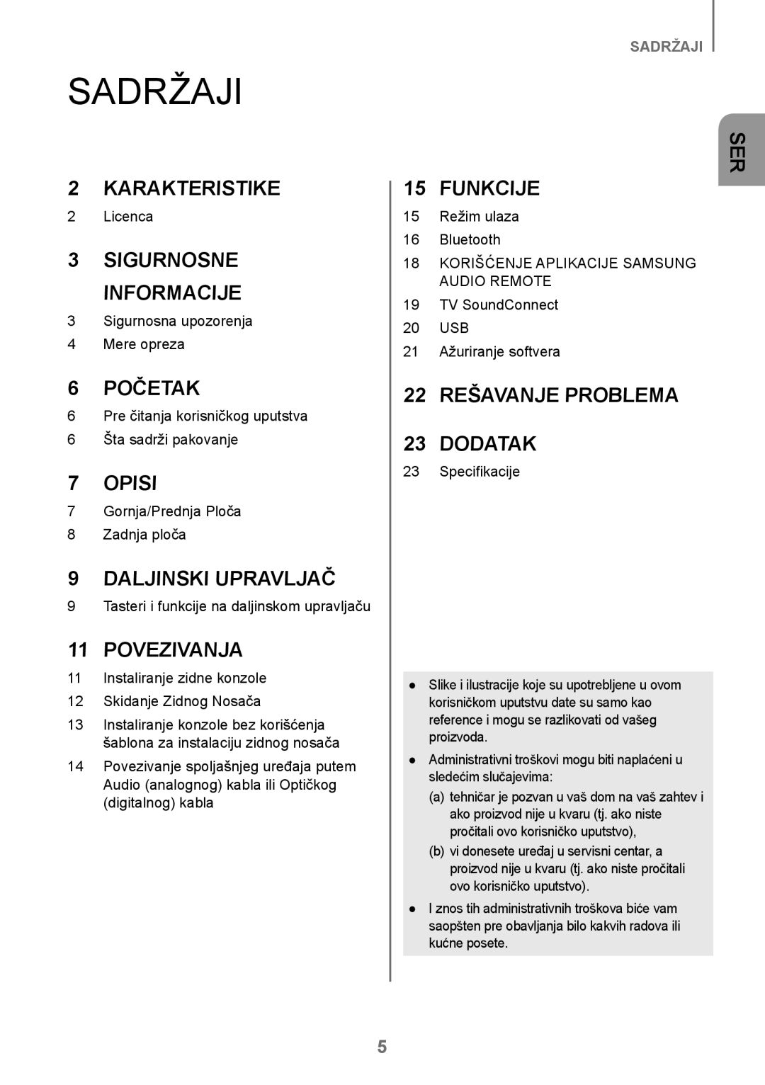 Samsung HW-J250/EN manual Sadržaji 