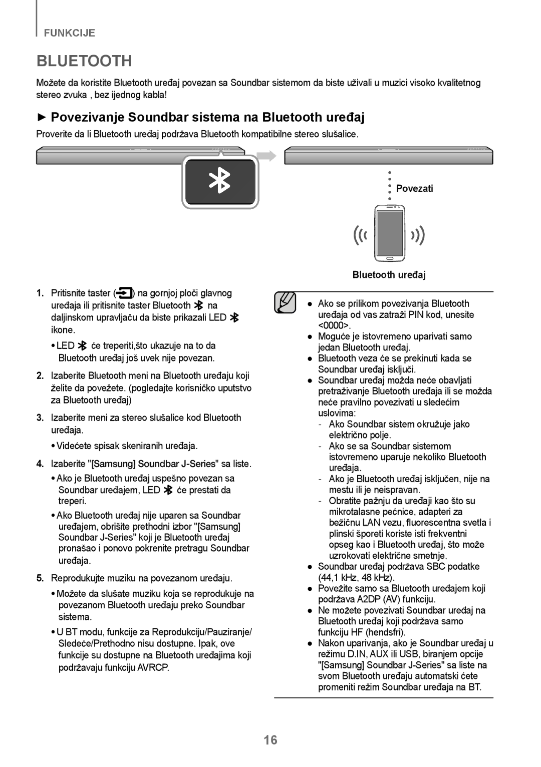 Samsung HW-J250/EN manual ++Povezivanje Soundbar sistema na Bluetooth uređaj, Povezati 