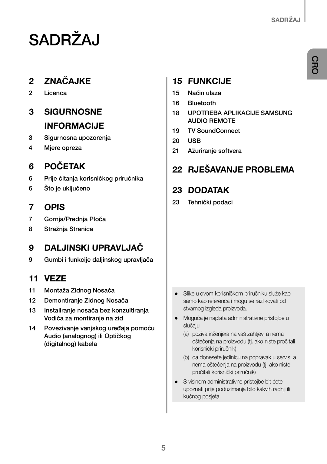 Samsung HW-J250/EN manual Sadržaj 