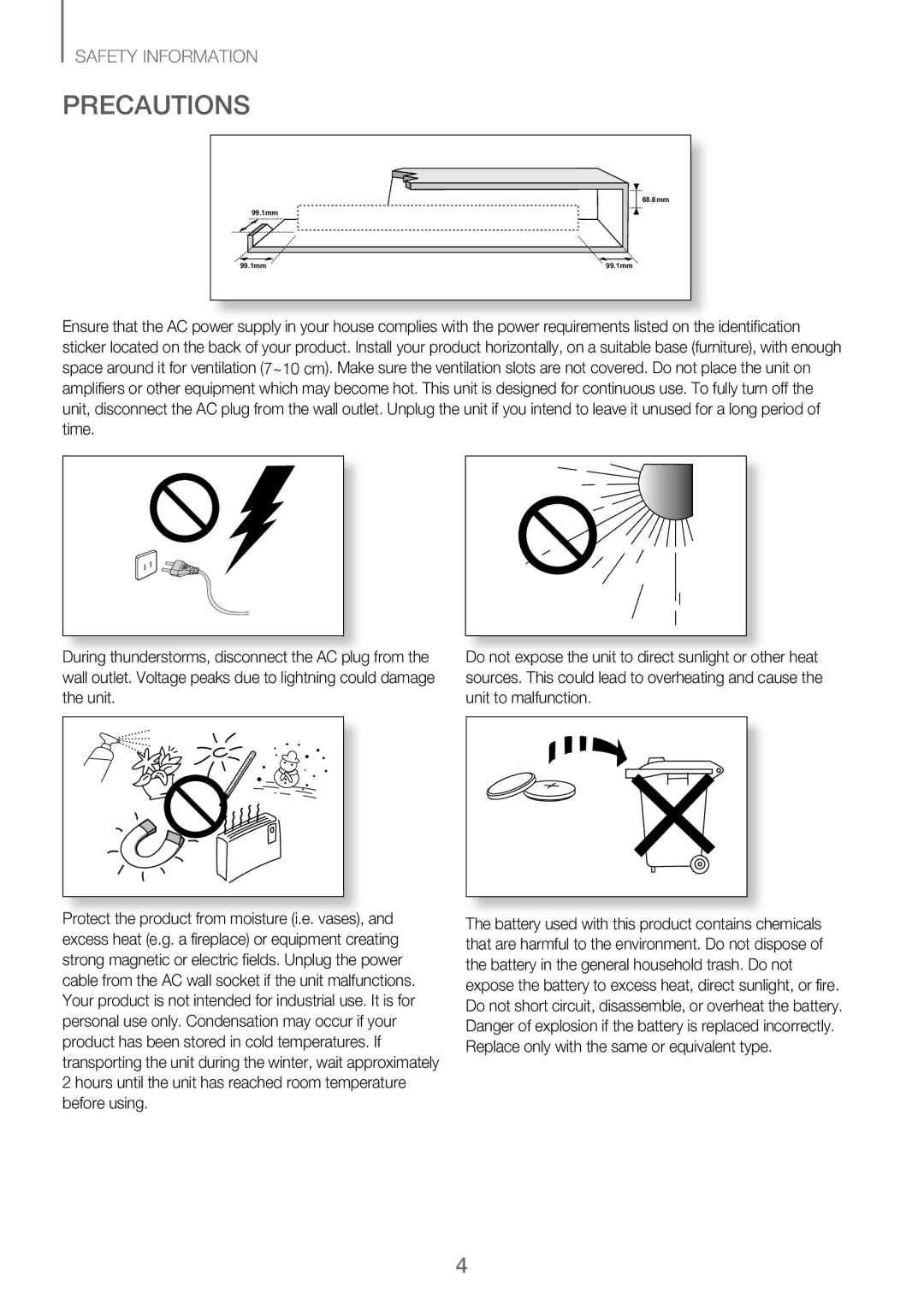 Samsung HW-J250/EN manual Precautions 