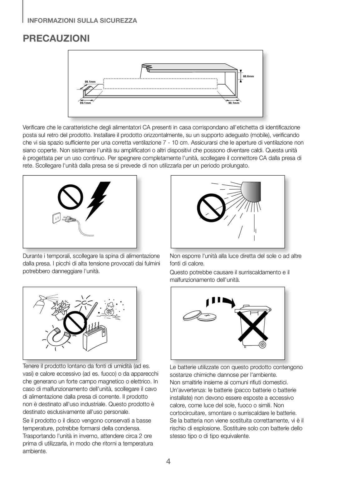 Samsung HW-J250/EN manual Precauzioni 