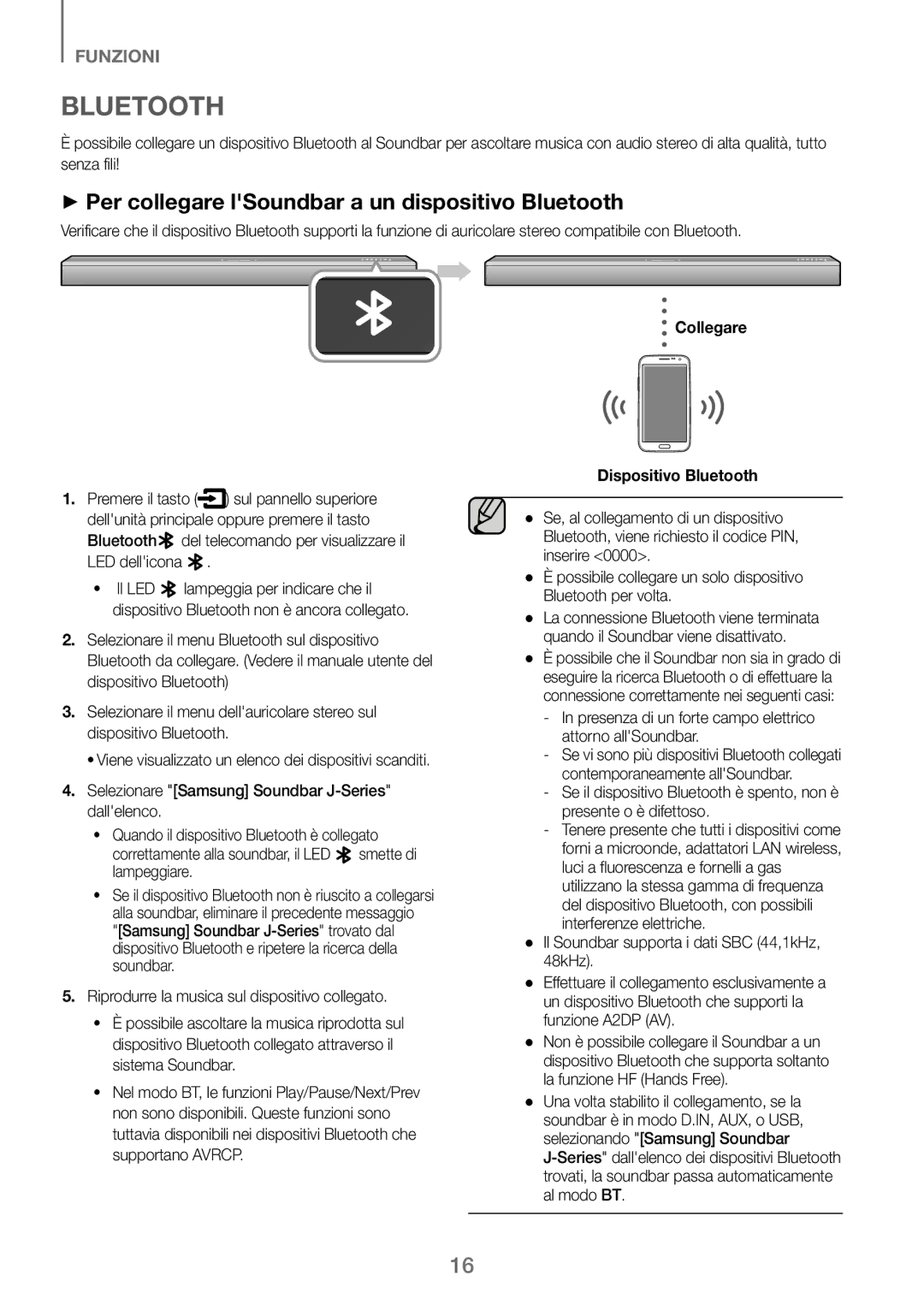 Samsung HW-J250/EN manual ++Per collegare lSoundbar a un dispositivo Bluetooth, Collegare Dispositivo Bluetooth 