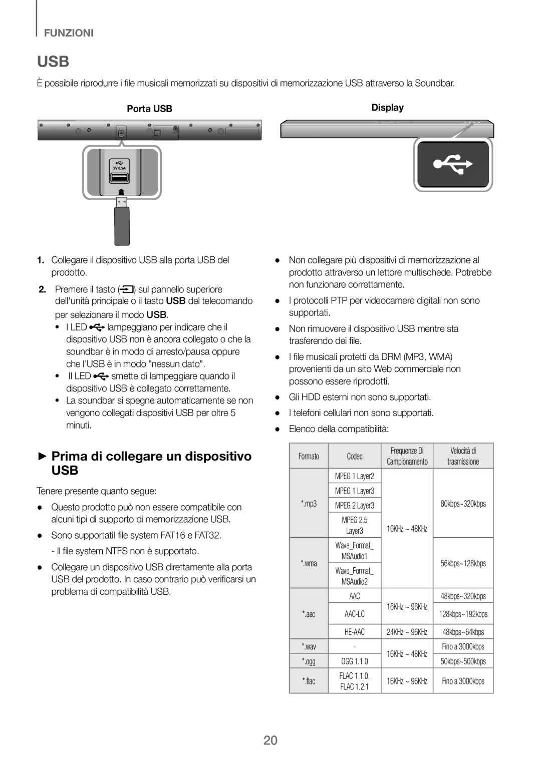 Samsung HW-J250/EN manual ++Prima di collegare un dispositivo, Porta USB, Tenere presente quanto segue, Velocità di 