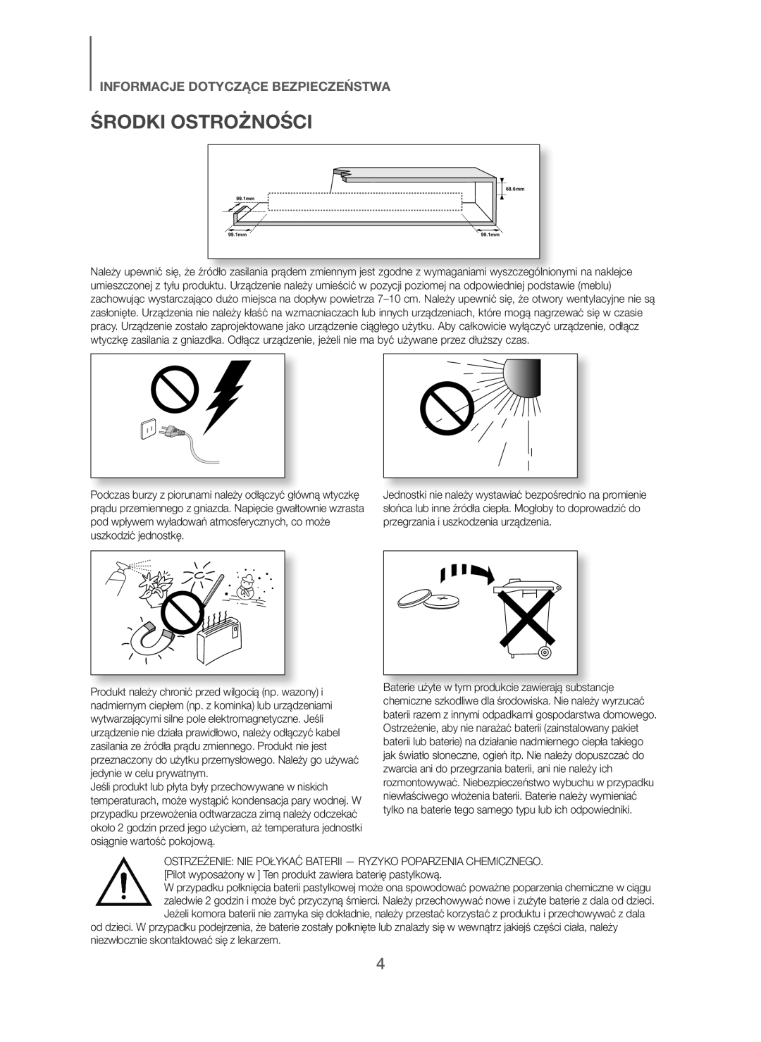 Samsung HW-J250/EN manual Środki Ostrożności 