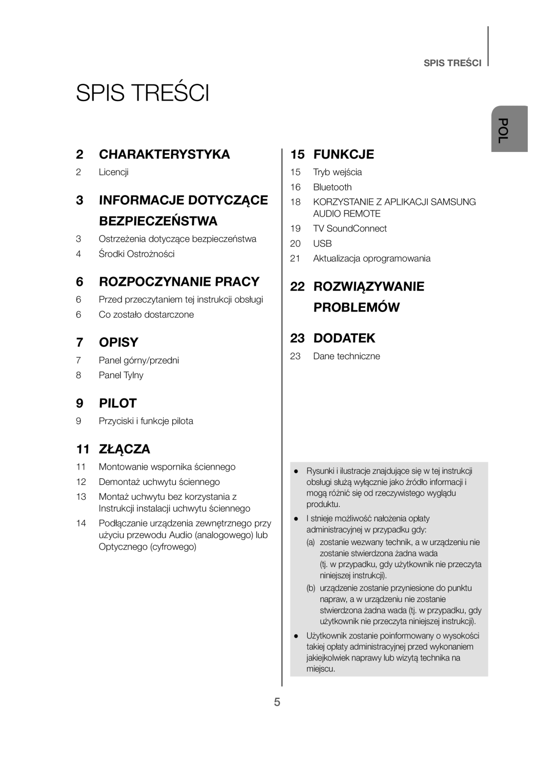 Samsung HW-J250/EN manual Spis Treści 