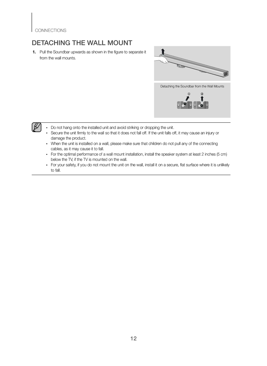 Samsung HW-J250/EN manual Detaching the Wall Mount 