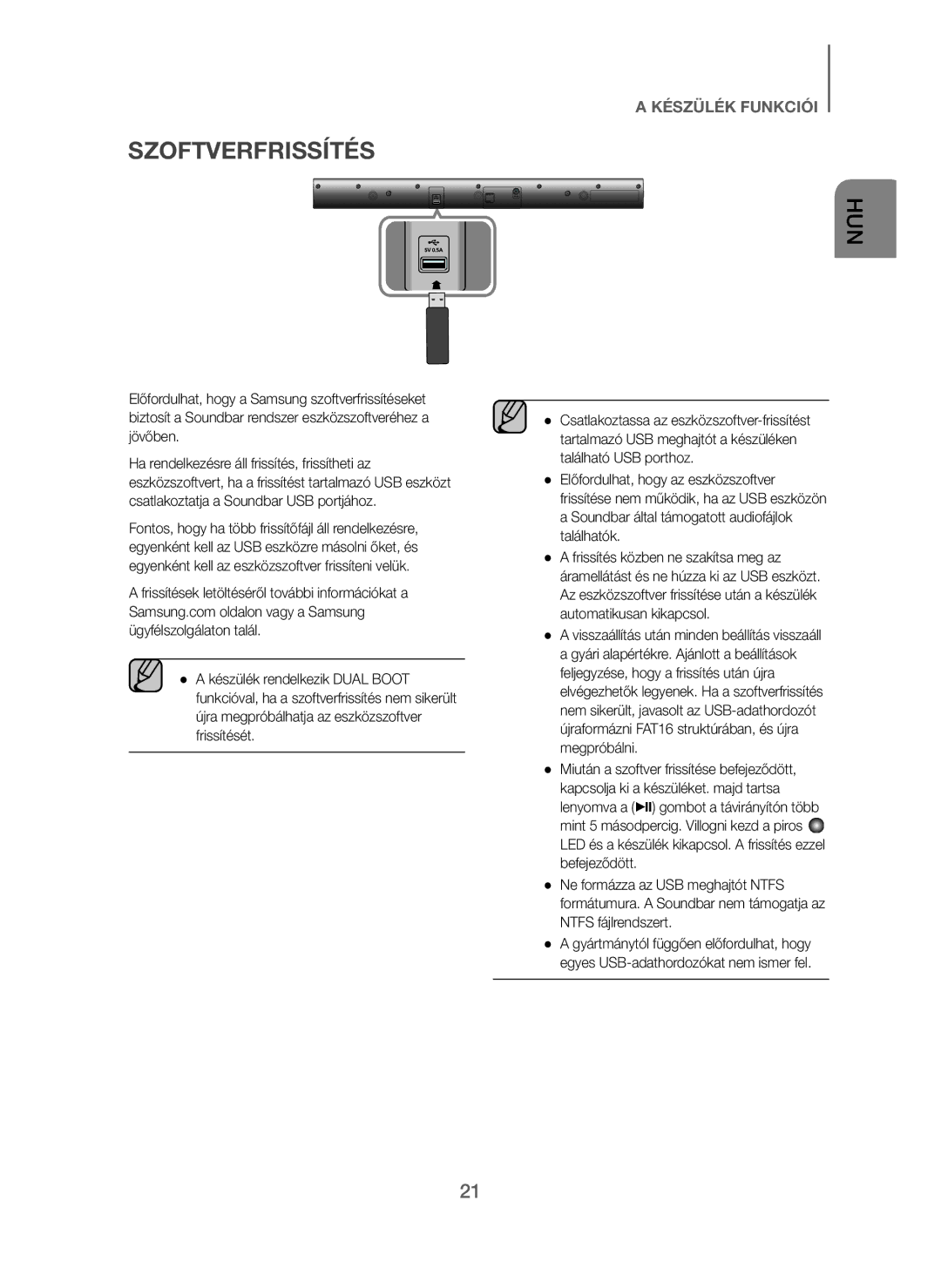 Samsung HW-J250/EN manual Szoftverfrissítés 