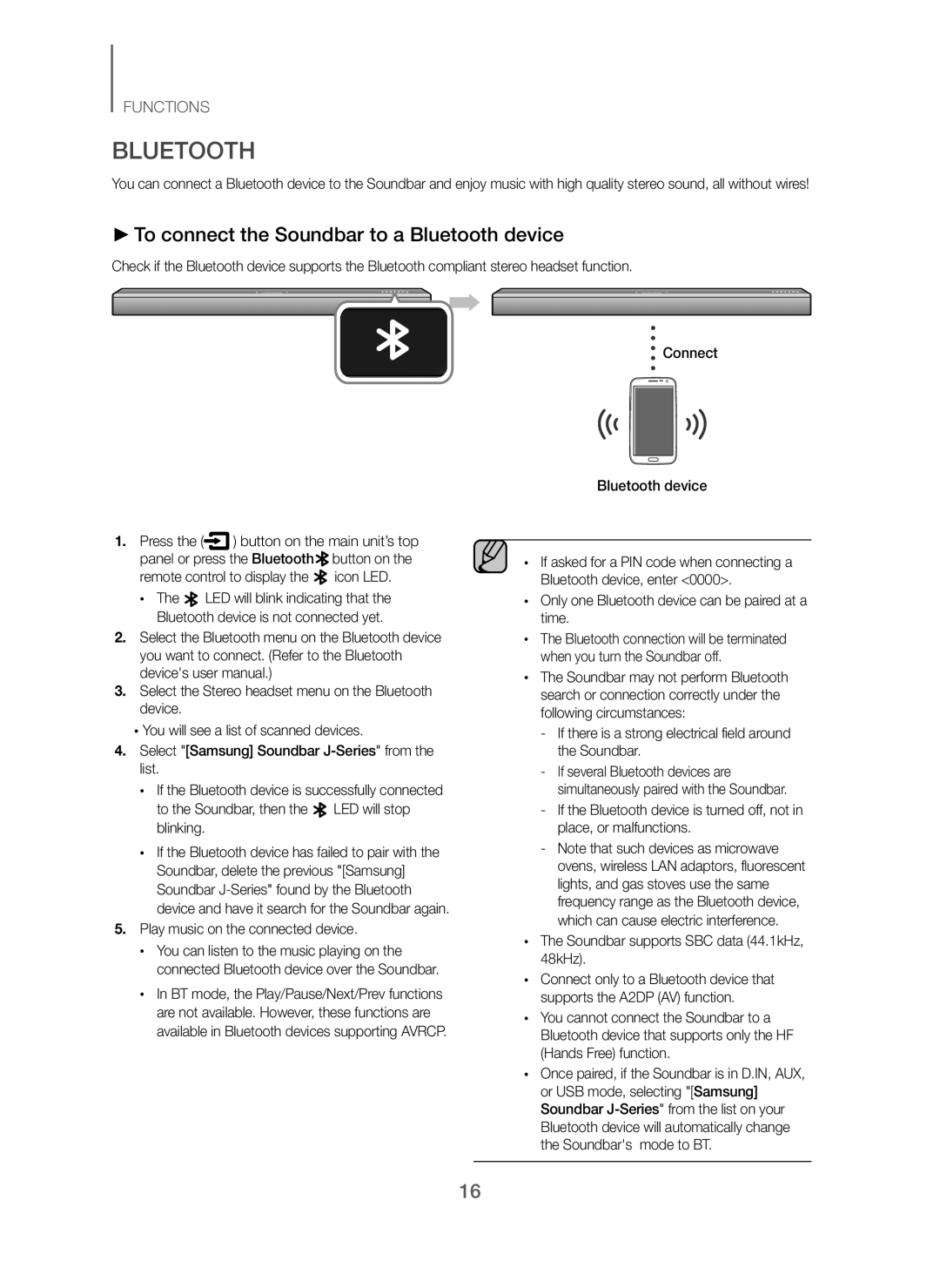 Samsung HW-J250/EN manual To connect the Soundbar to a Bluetooth device 