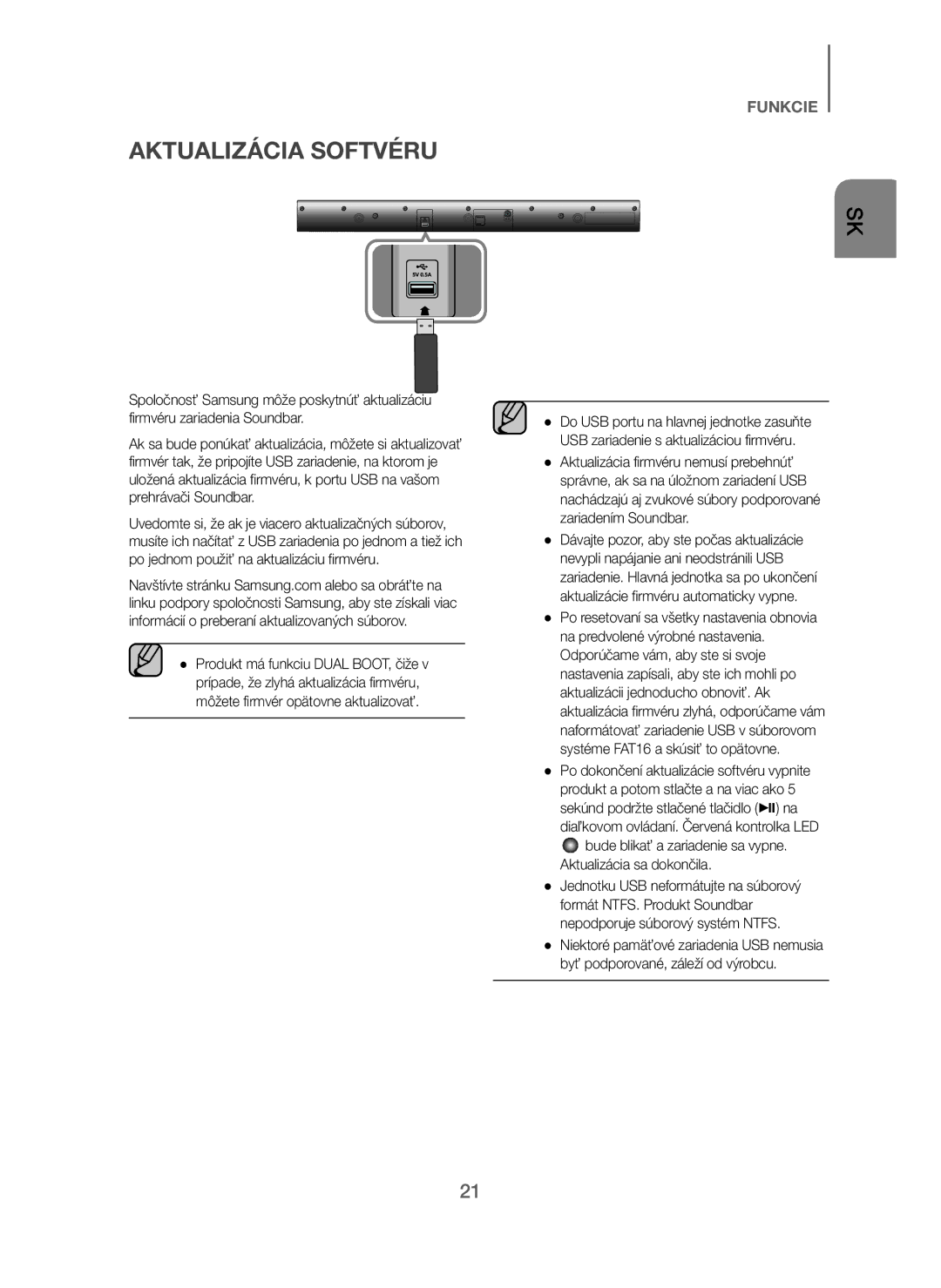 Samsung HW-J250/EN manual Aktualizácia Softvéru 