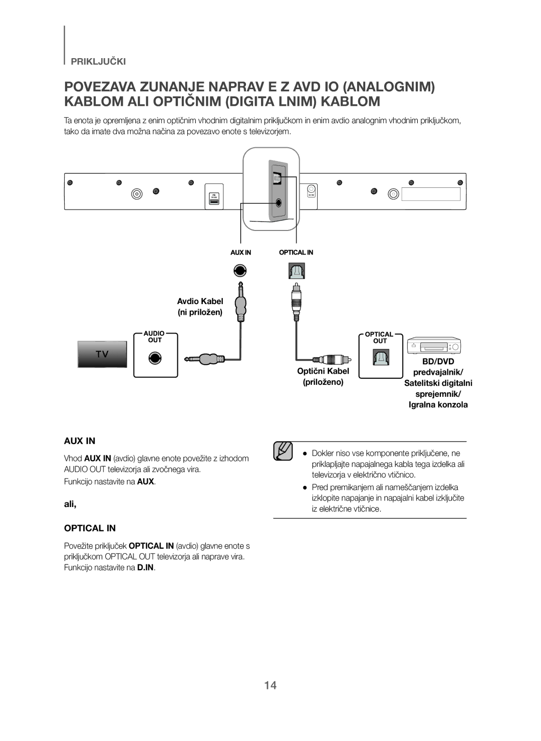 Samsung HW-J250/EN manual Funkcijo nastavite na AUX, Predvajalnik 