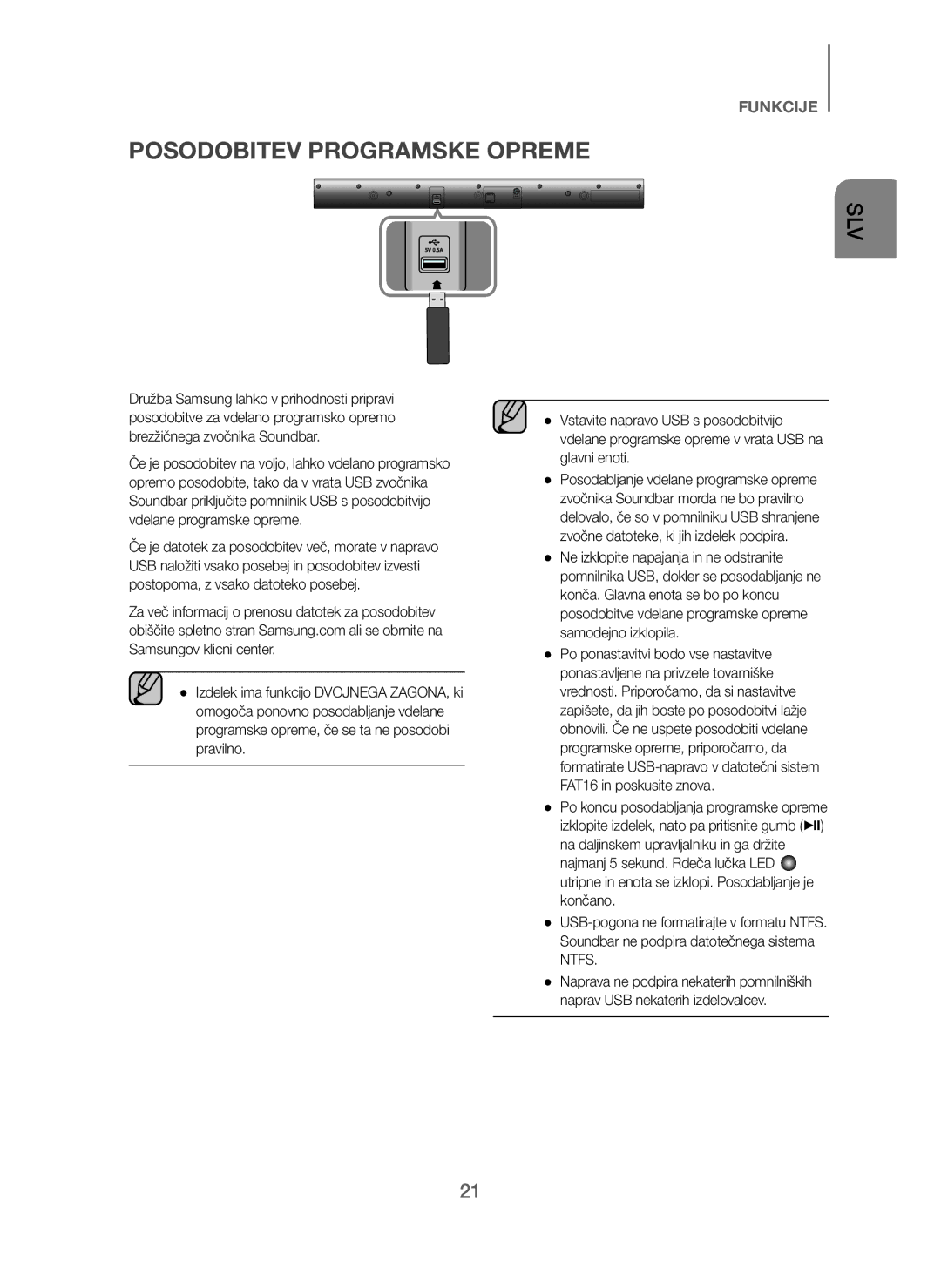 Samsung HW-J250/EN manual Posodobitev Programske Opreme 