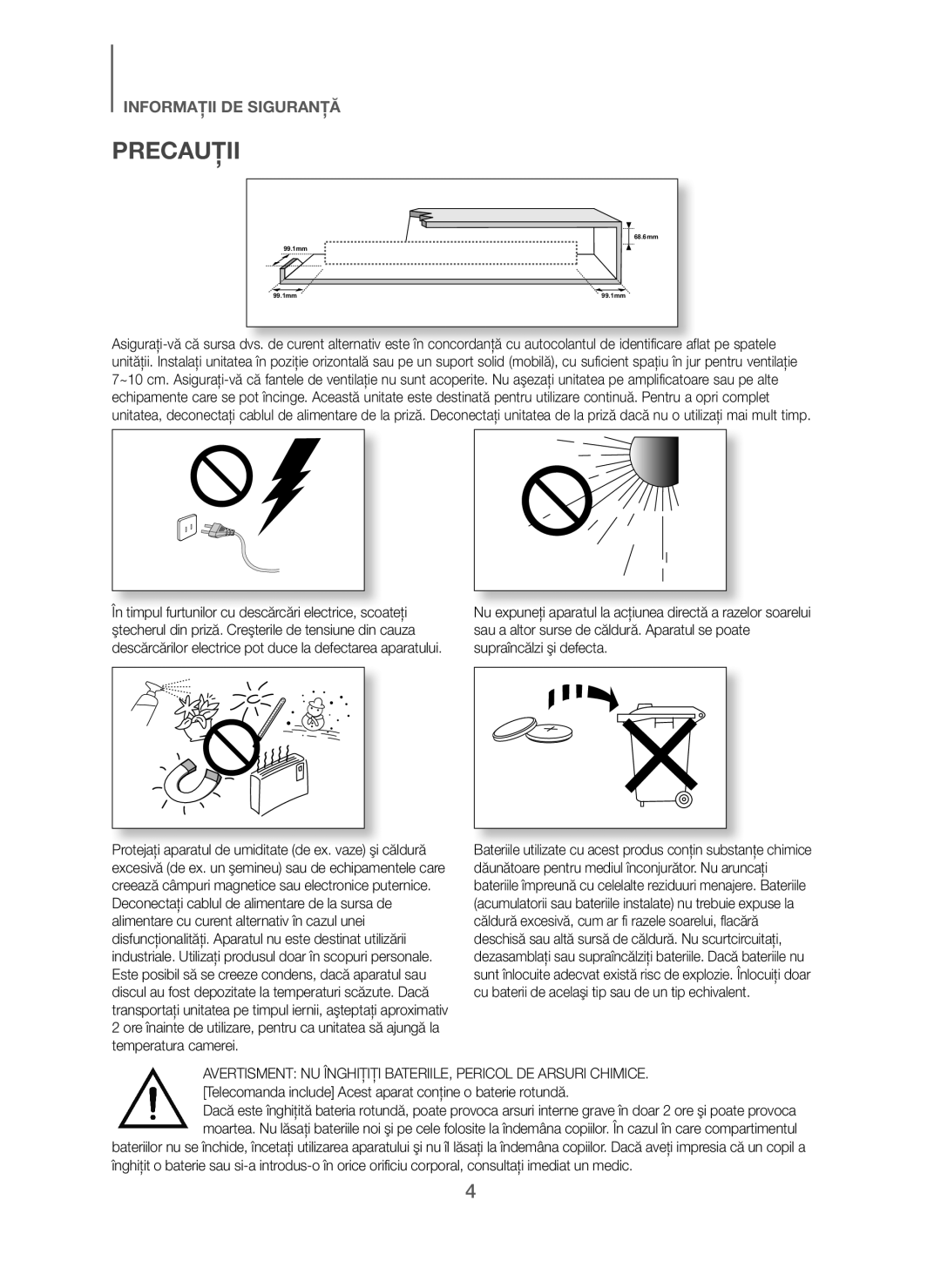 Samsung HW-J250/EN manual Precauţii 