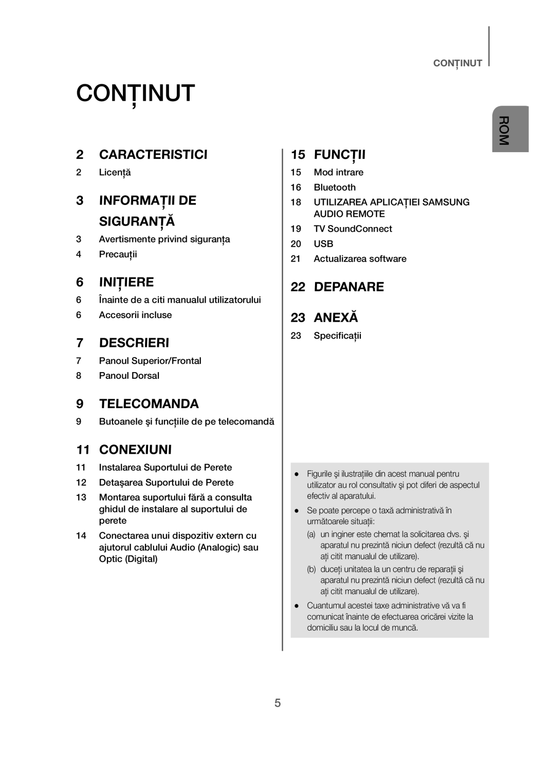 Samsung HW-J250/EN manual Conţinut 