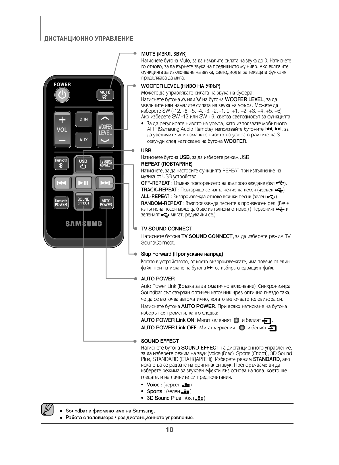 Samsung HW-J250/EN manual Mute ИЗКЛ. Звук, Woofer Level Ниво НА Уфър, Можете да управлявате силата на звука на буфера 