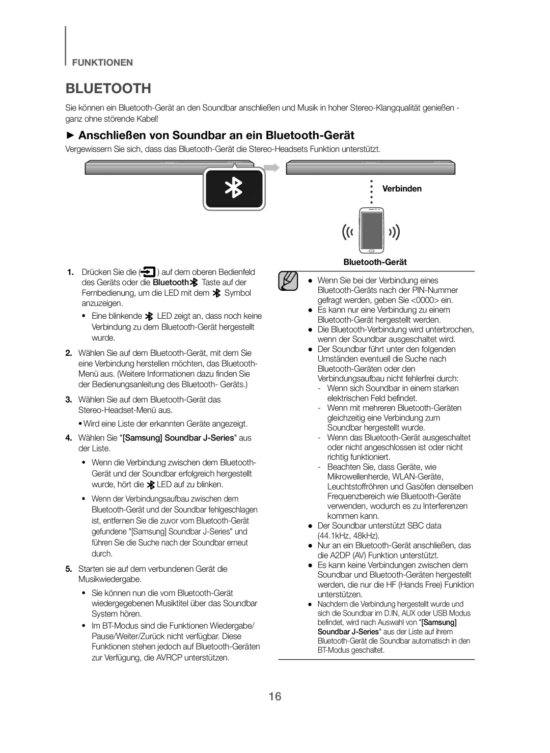 Samsung HW-J250/EN manual + Anschließen von Soundbar an ein Bluetooth-Gerät, Wurde, Verbinden Bluetooth-Gerät 