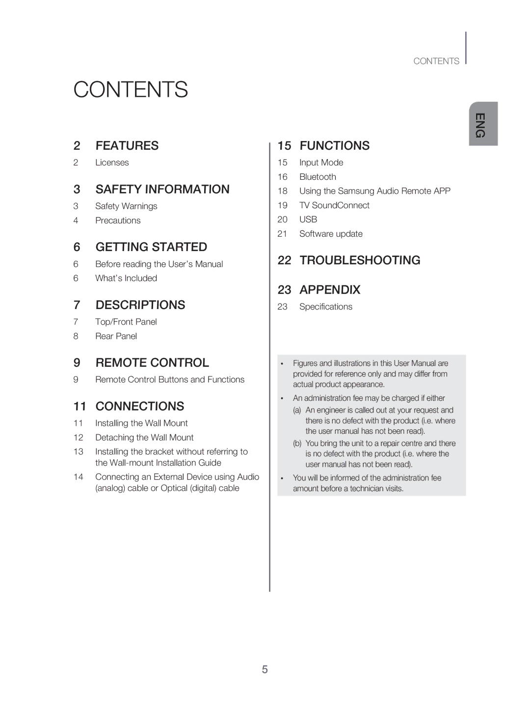 Samsung HW-J250/SQ manual Contents 