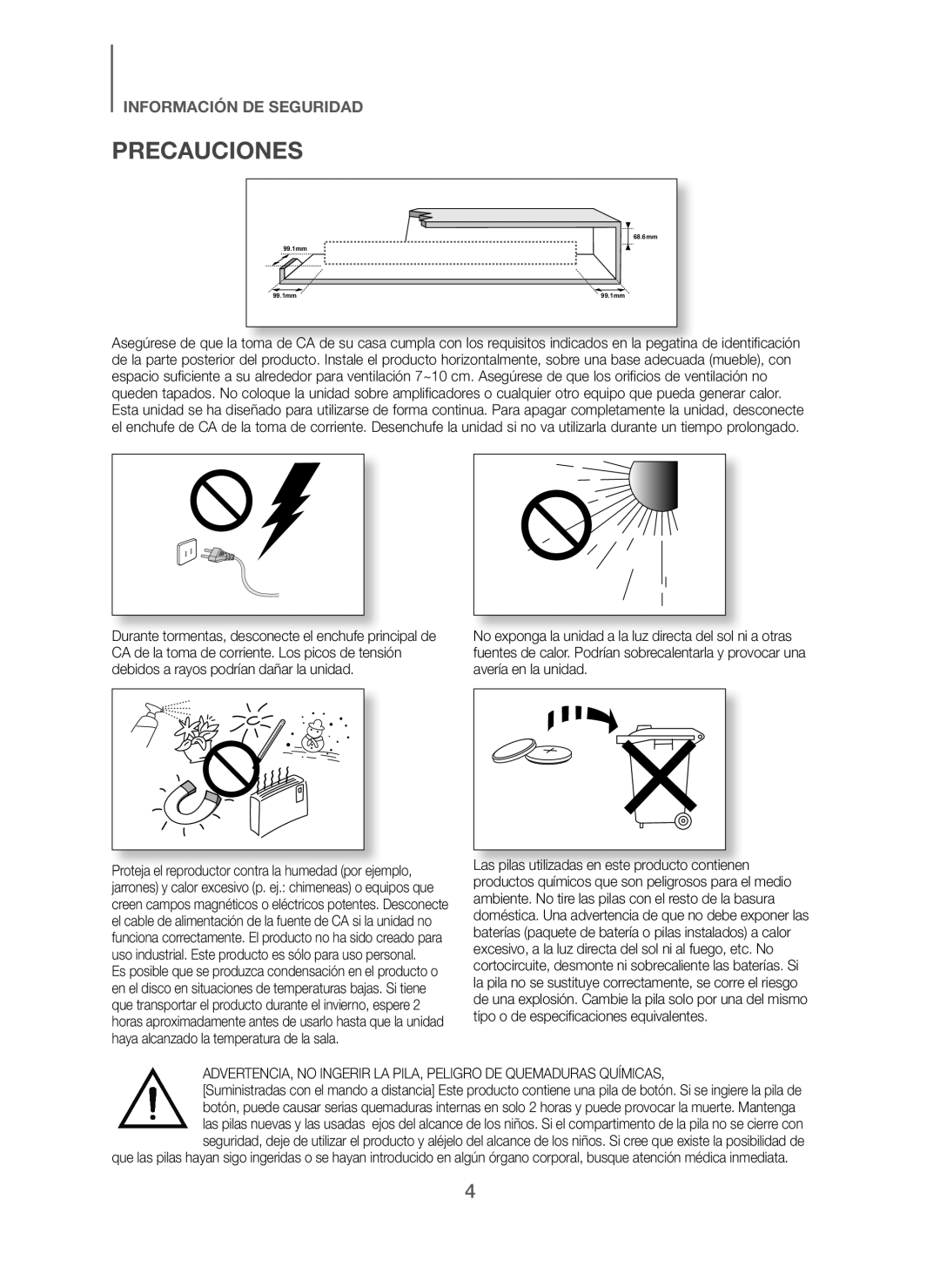 Samsung HW-J250/ZF manual Precauciones 