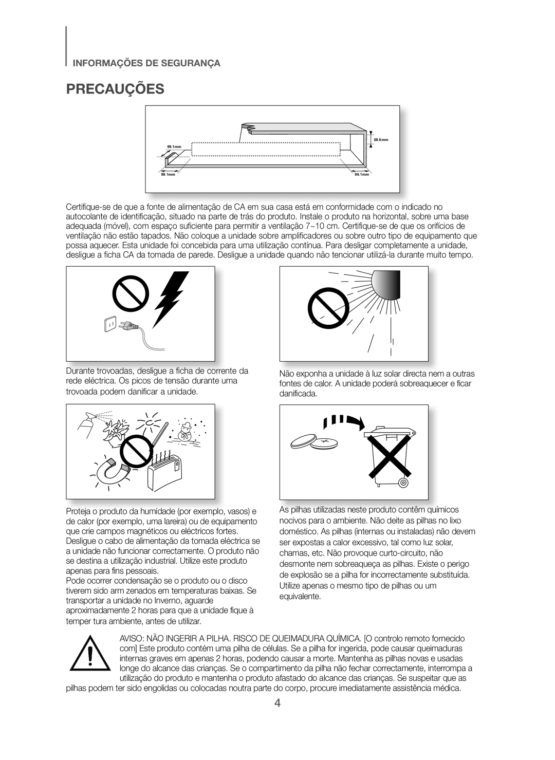 Samsung HW-J250/ZF manual Precauções 