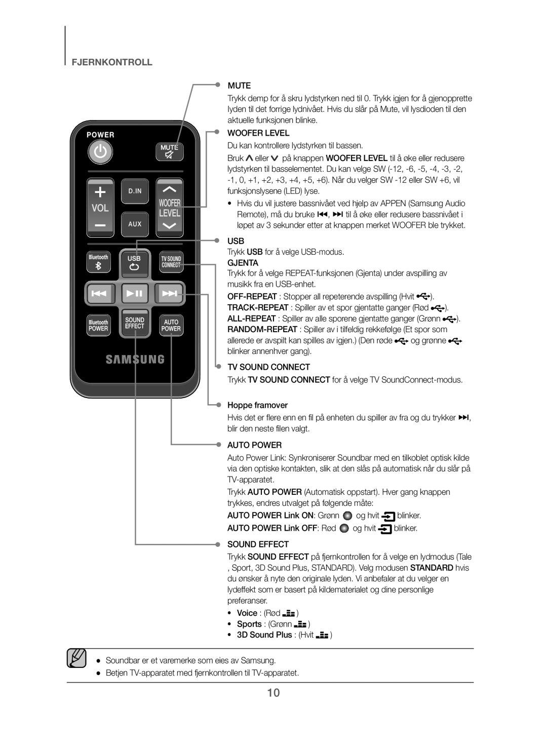 Samsung HW-J260/XE manual Trykk USB for å velge USB-modus, Gjenta 