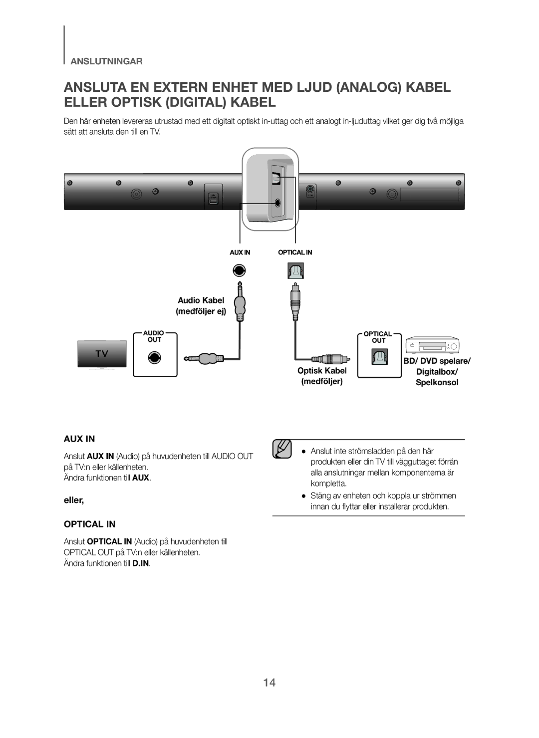 Samsung HW-J260/XE manual Aux, Digitalbox 