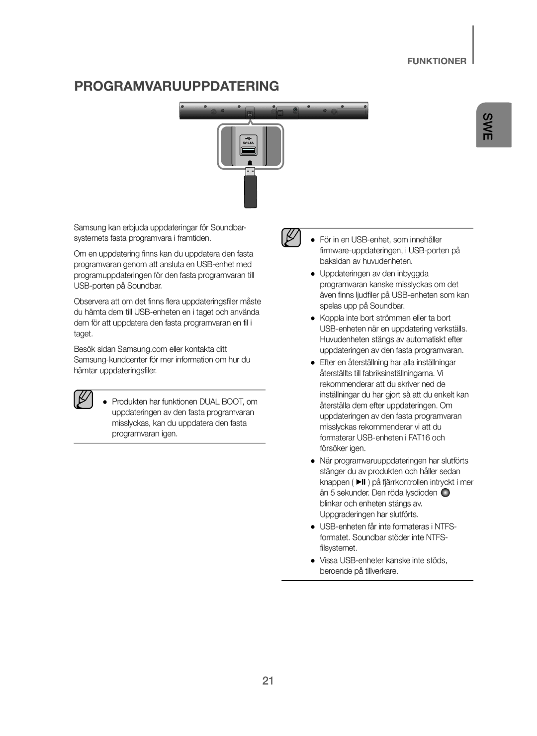 Samsung HW-J260/XE manual Programvaruuppdatering 