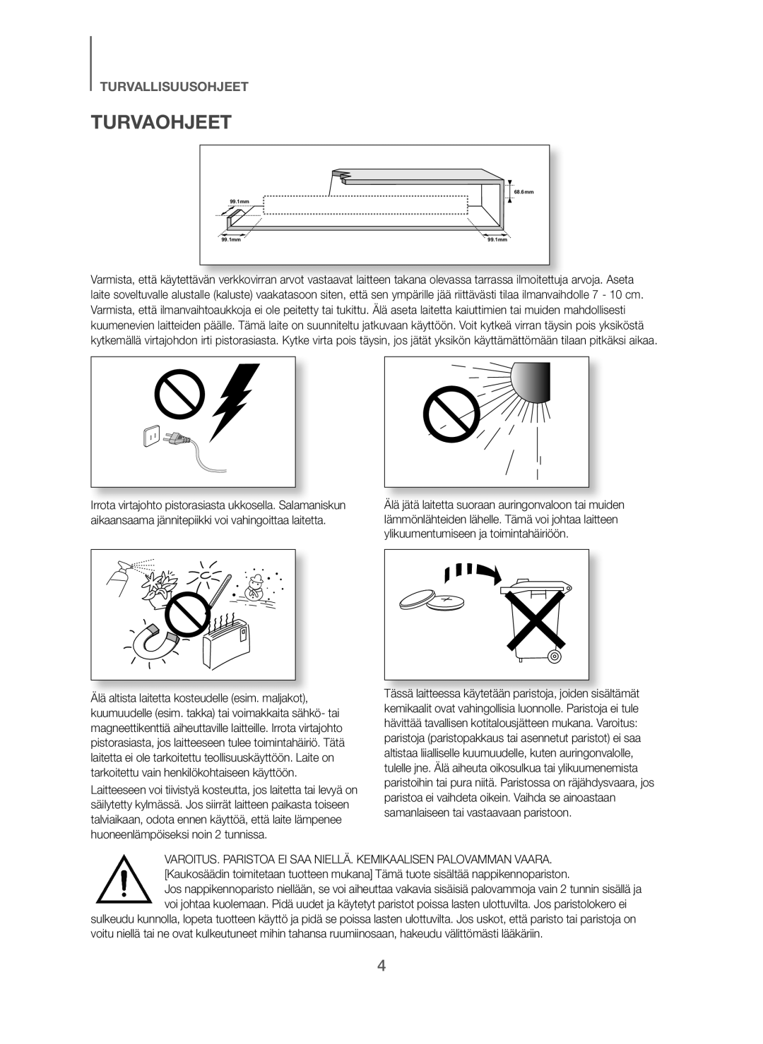 Samsung HW-J260/XE manual Turvaohjeet 