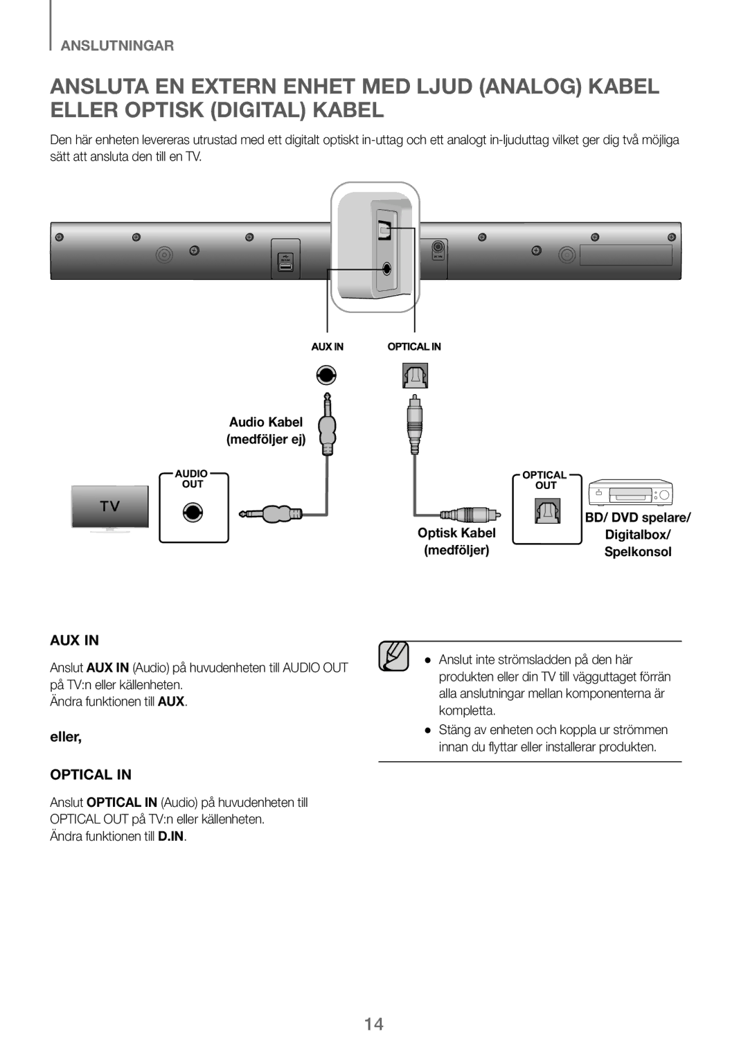 Samsung HW-J260/XE manual Digitalbox, Ändra funktionen till D.IN 