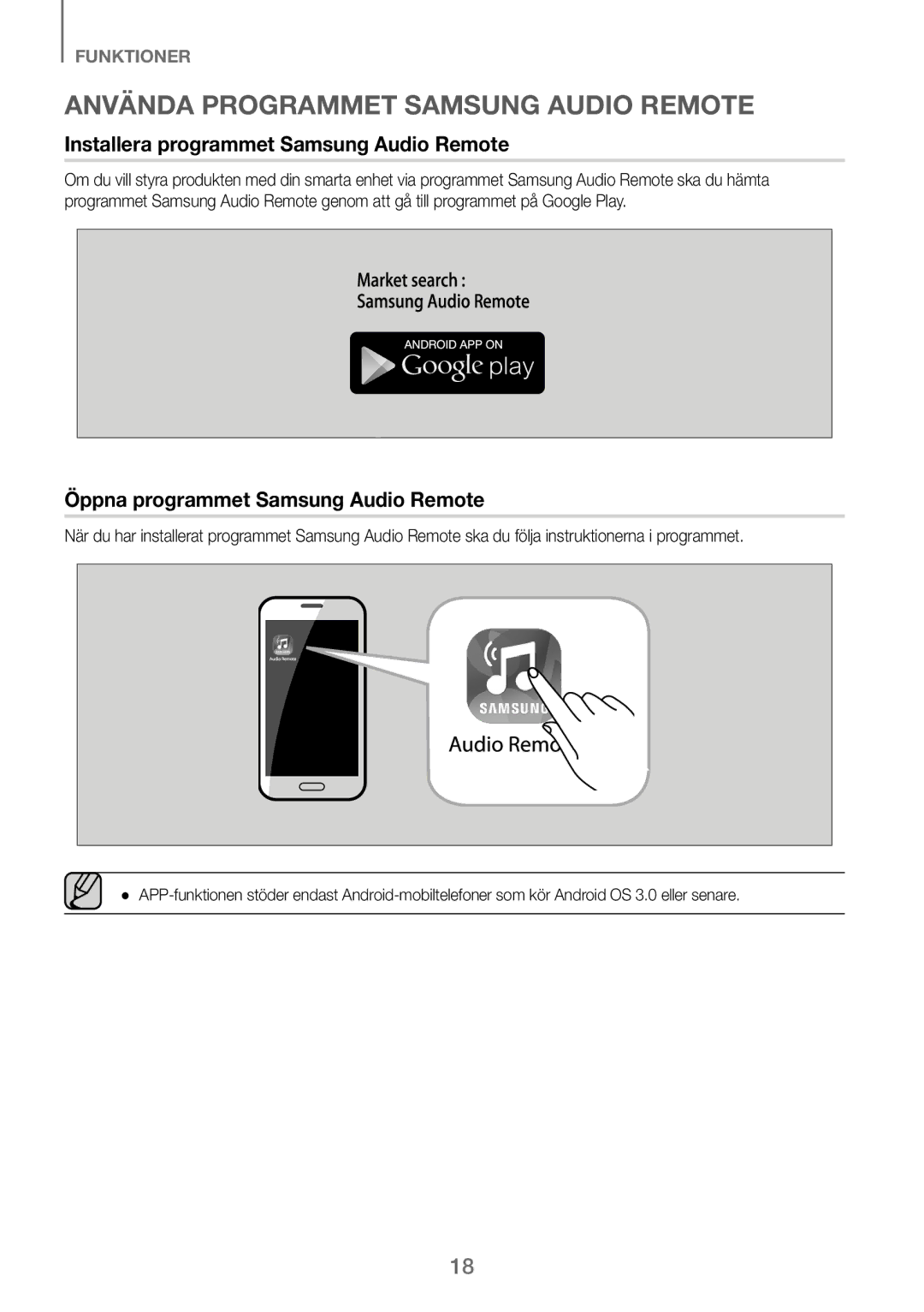 Samsung HW-J260/XE manual Använda Programmet Samsung Audio Remote, Installera programmet Samsung Audio Remote 