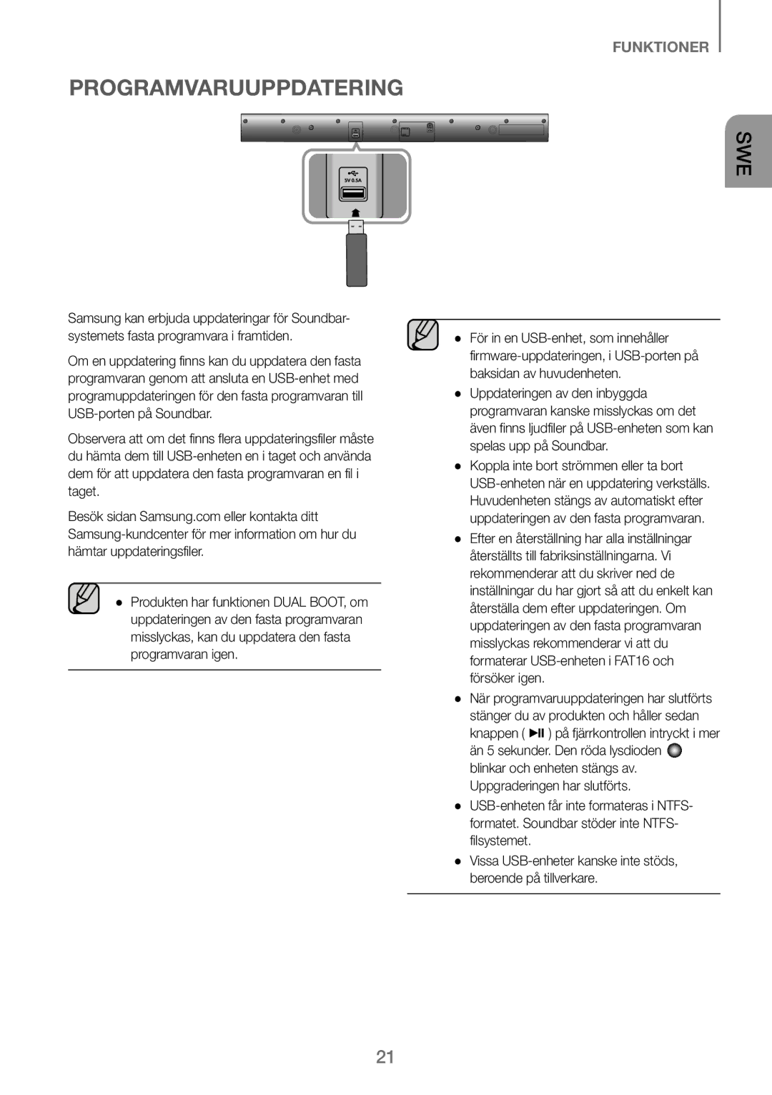 Samsung HW-J260/XE manual Programvaruuppdatering 