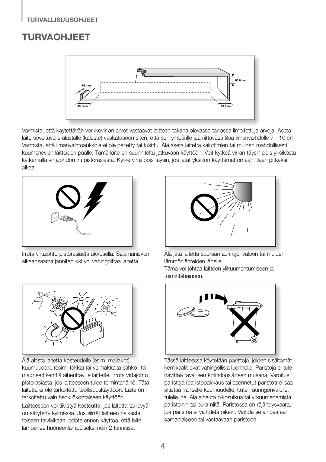 Samsung HW-J260/XE manual Turvaohjeet 