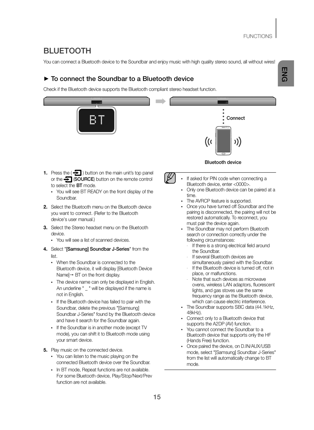 Samsung HW-J355/EN manual ++To connect the Soundbar to a Bluetooth device 