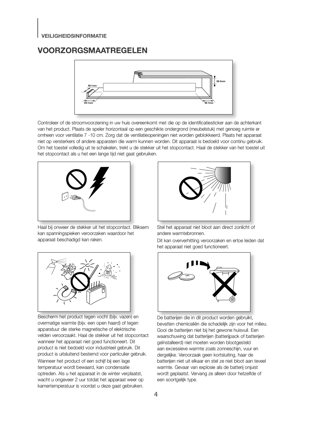 Samsung HW-J355/EN manual Voorzorgsmaatregelen 