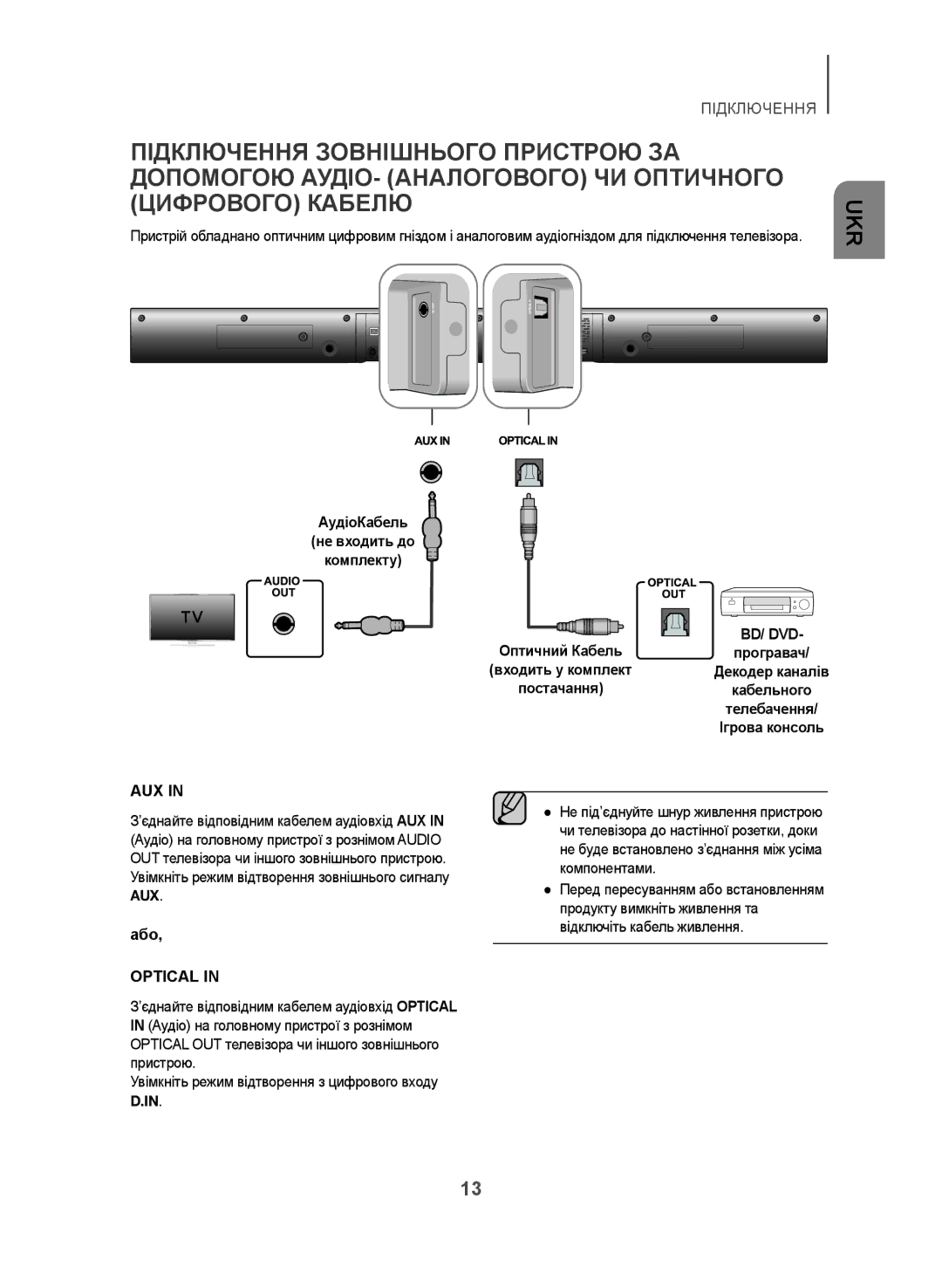 Samsung HW-J355/RU manual АудіоКабель Не входить до Комплекту, Bd/ Dvd 