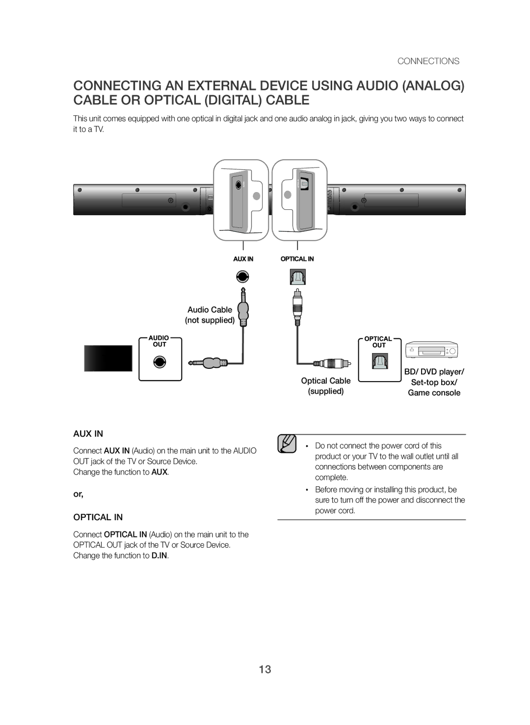 Samsung HW-J355/SQ manual Aux 