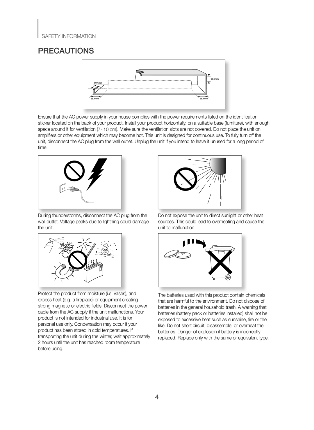 Samsung HW-J355/SQ manual Precautions 